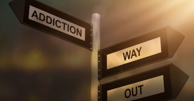 Addiction way out problem sign. Prevention and cure addiction problem concept. signs of addiction