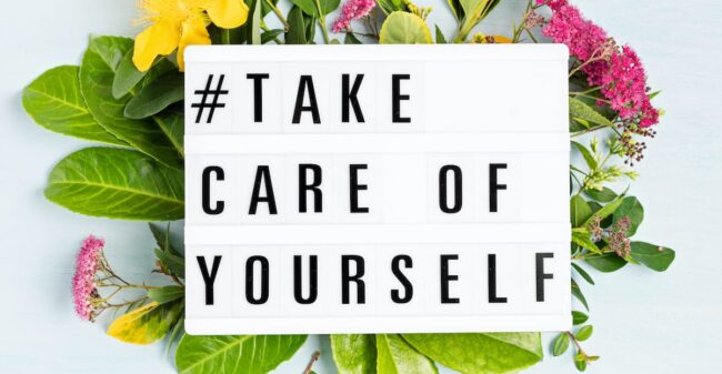 Lightbox with motivation words for self care, positive thinking, mental health, emotional wellness emotional health