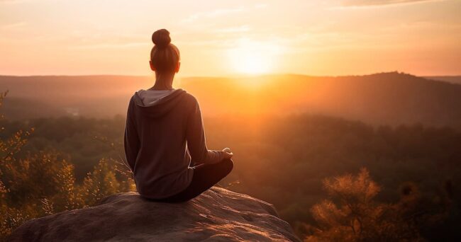 Yoga Meditation at Sunset on the Mountain how stress affects your body and mind