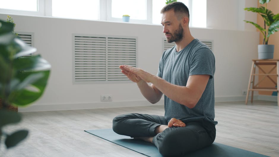 person practicing mindfulness in a bright, warm, sunlit room